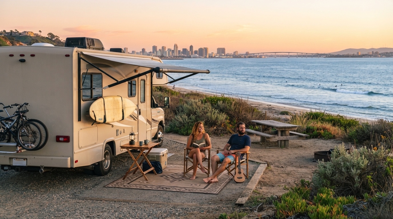 San Diego to Orlando - Southern Pacific - Coast to coast — campground with a motorhome