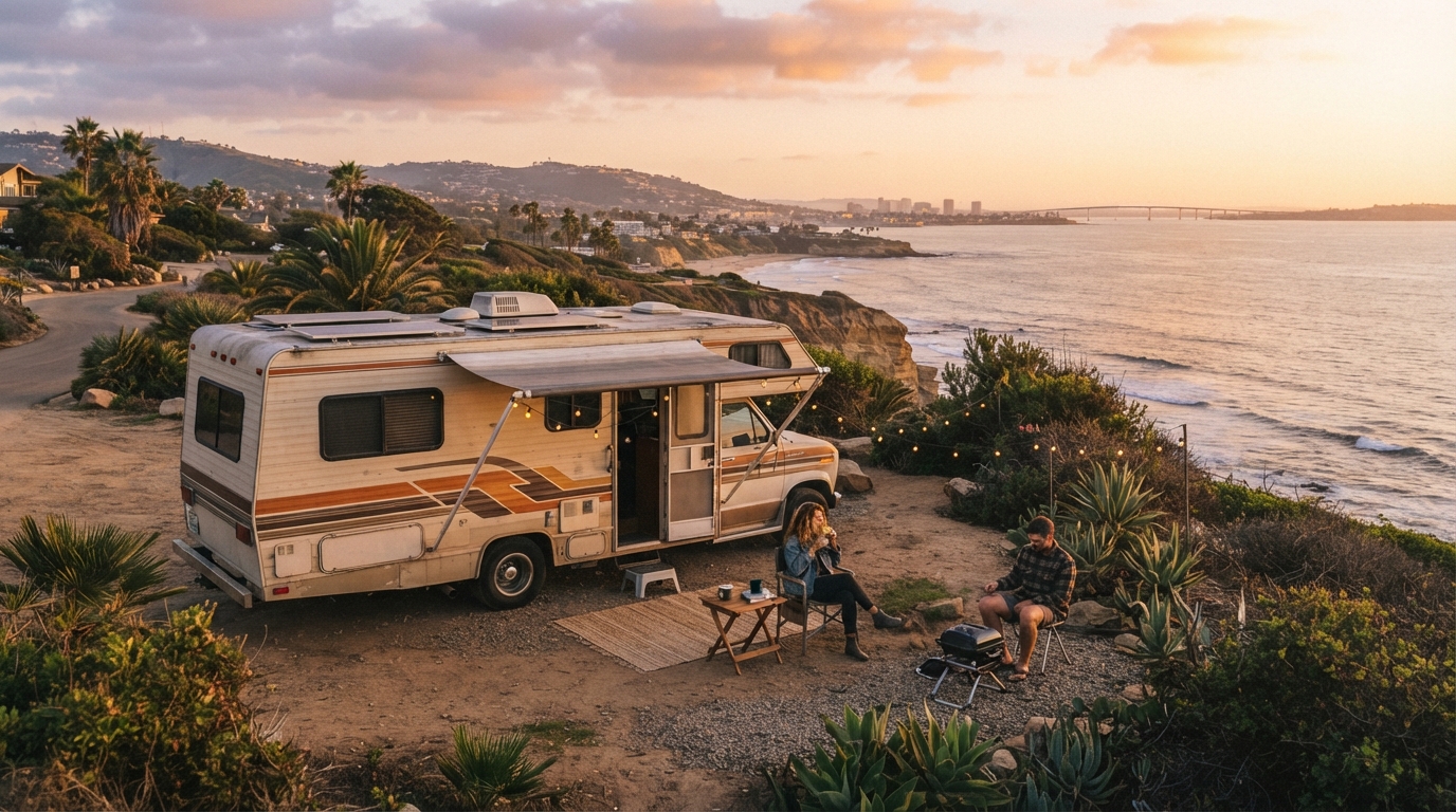 San Diego to Houston - A Journey of Discovery and Adventure — campground with a motorhome