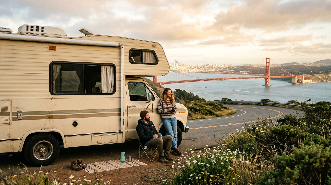 San Francisco to New York - following 1903 first coast-to-coast epic American road trip by Horatio Jackson and Sewall Crocker — San Francisco RV road trip landscape