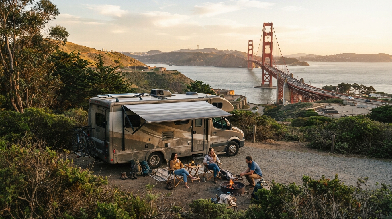 San Francisco to Tampa - Discover and Delight — campground with a motorhome