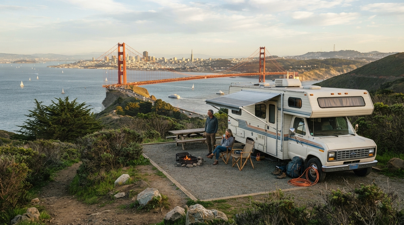 San Francisco to Las Vegas - Great Western Family Loop — campground with a motorhome