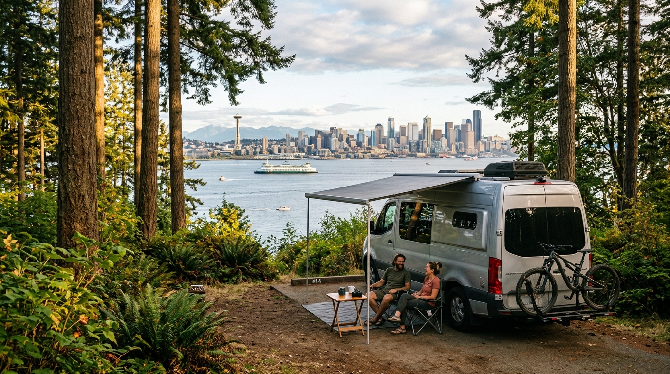 Seattle to New Orleans - From the Pacific to the Bayou — campground with a motorhome