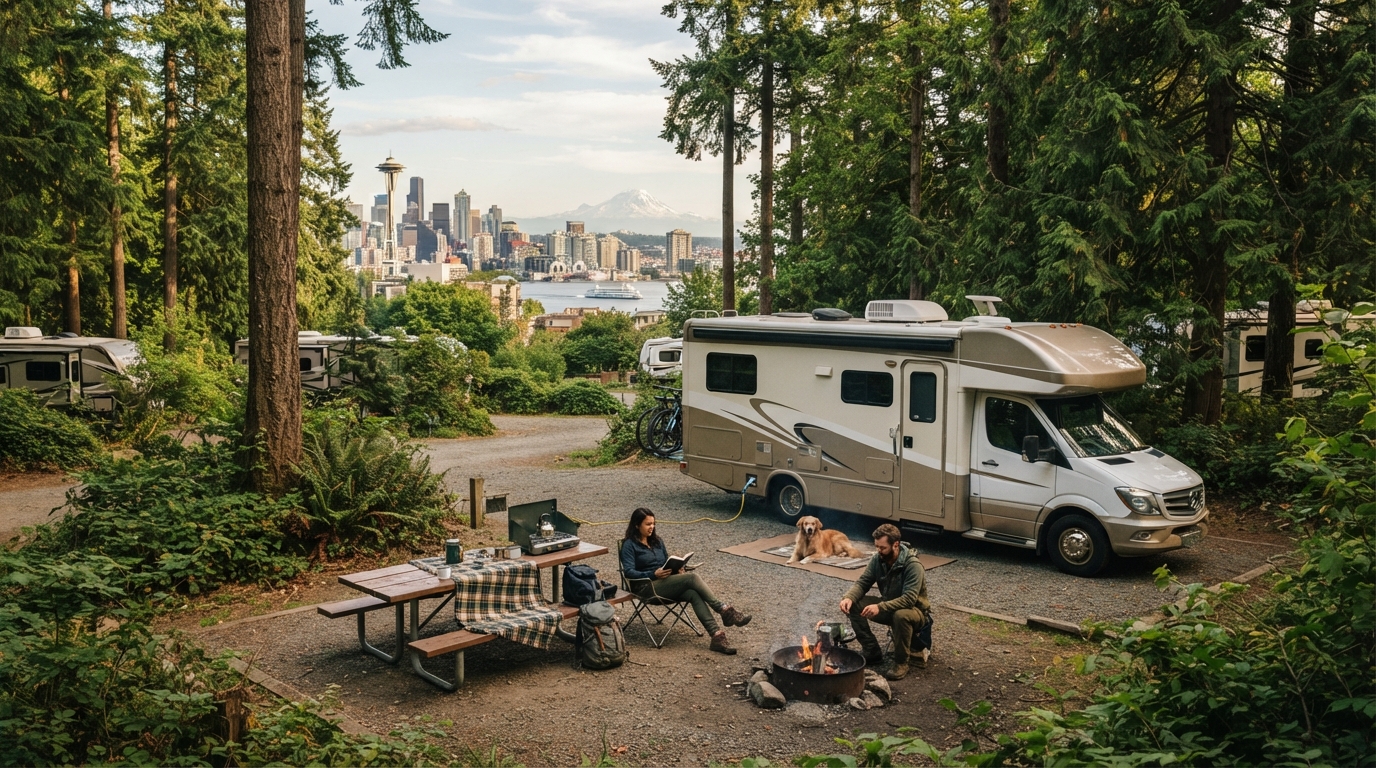 Seattle to Nashville - Melodies of the West to the Heart of Country — campground with a motorhome