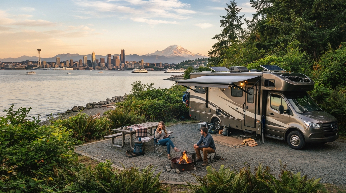 Seattle Roundtrip short - including Olympic national park — campground with a motorhome