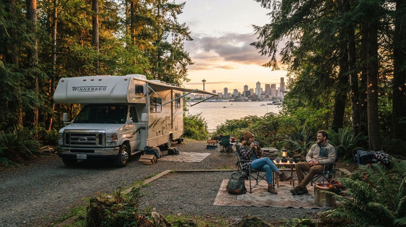 Seattle to Dallas - Northwest to Southwest — campground with a motorhome