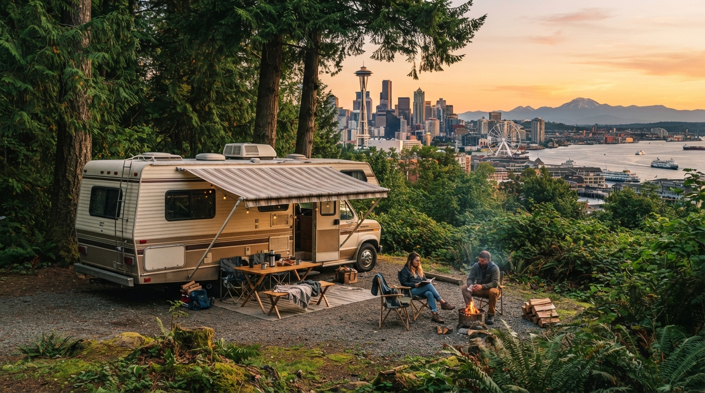 Seattle to Anchorage - Rockies & Northern Wonders Road Trip — campground with a motorhome