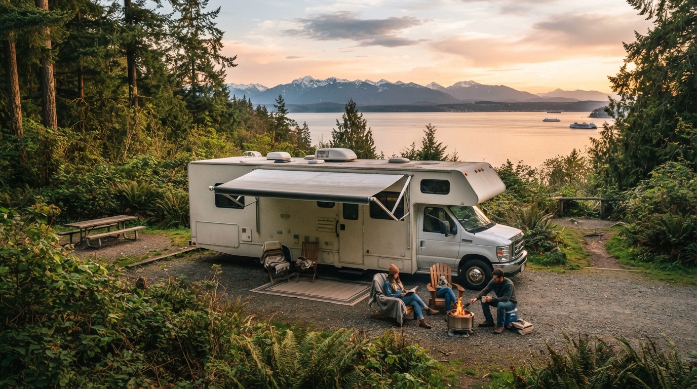 Seattle to Orlando - Coast to Coast Adventure — campground with a motorhome