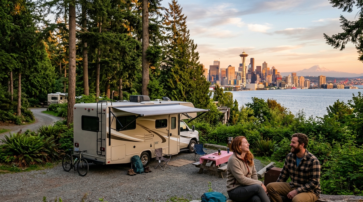 Seattle to Albuquerque - Desert Dreams & Coastal Culture — campground with a motorhome