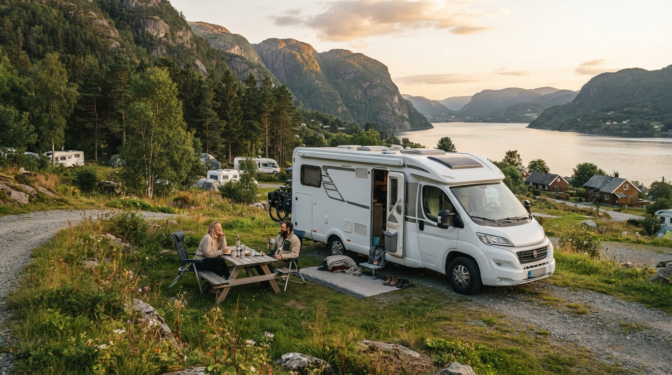 Stavanger Round Trip - Coastal Charms & Adventure Thrills — campground with a motorhome