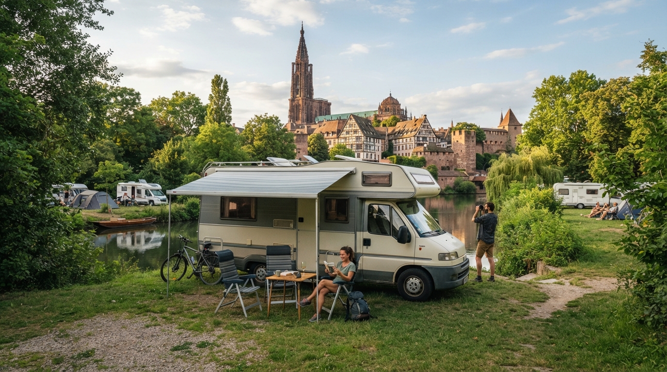 Strasburg Round Trip - Enchanting Alsatian Escape — campground with a motorhome