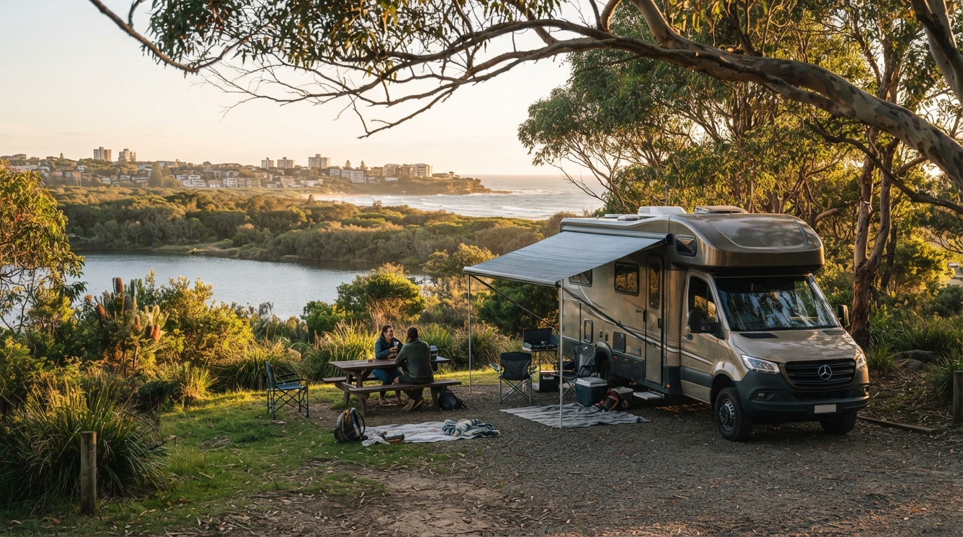 Sydney to Perth - The Scenic South Journey — campground with a motorhome