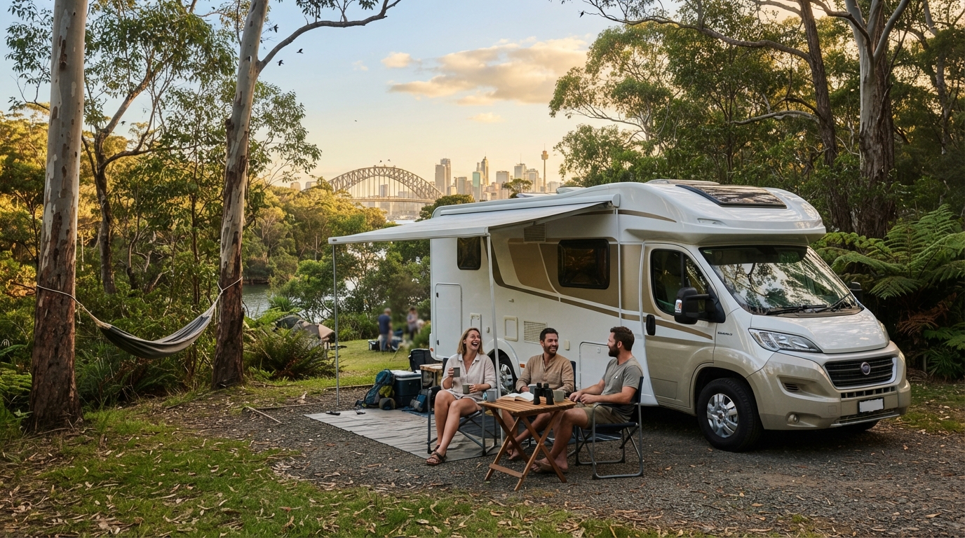 Sydney Roundtrip - The 'D Route' — campground with a motorhome