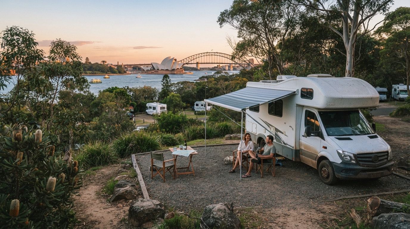 Sydney to Perth - The Scenic South Journey — campground with a motorhome