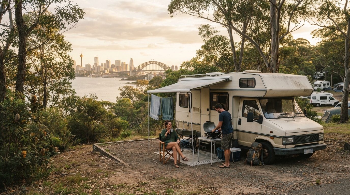 Sydney to Cairns - The Epic Pacific Highway Crossing — campground with a motorhome