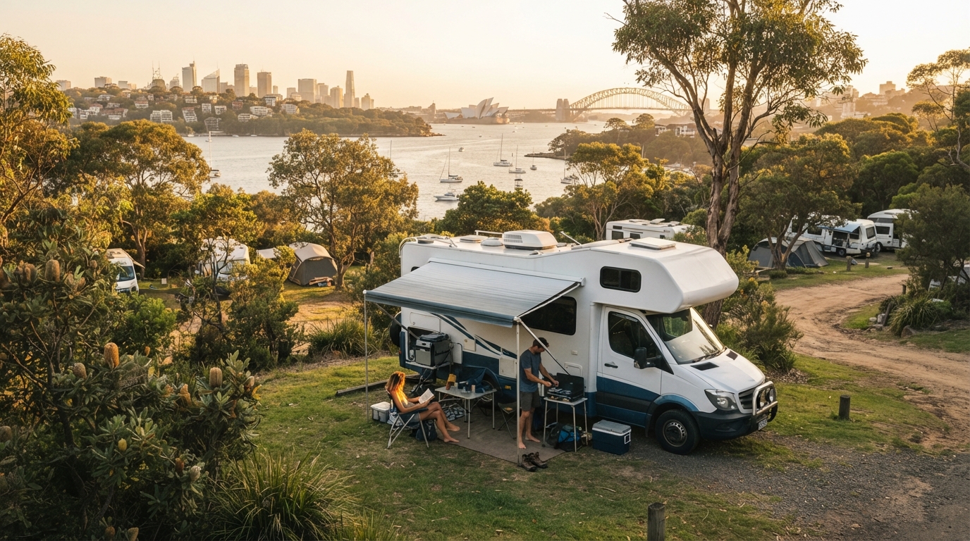 Sydney to Perth - The Scenic South Journey — campground with a motorhome