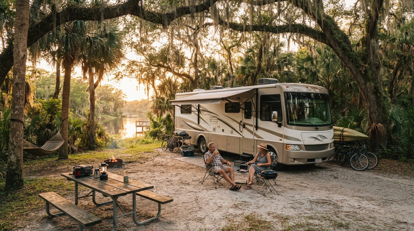 Tampa to Albuquerque — campground with a motorhome