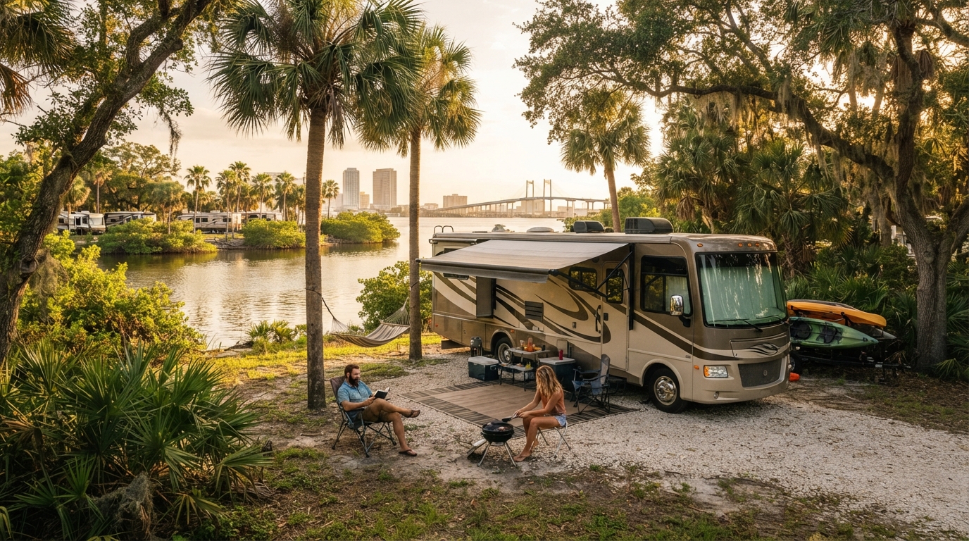 Tampa to Washington DC — campground with a motorhome