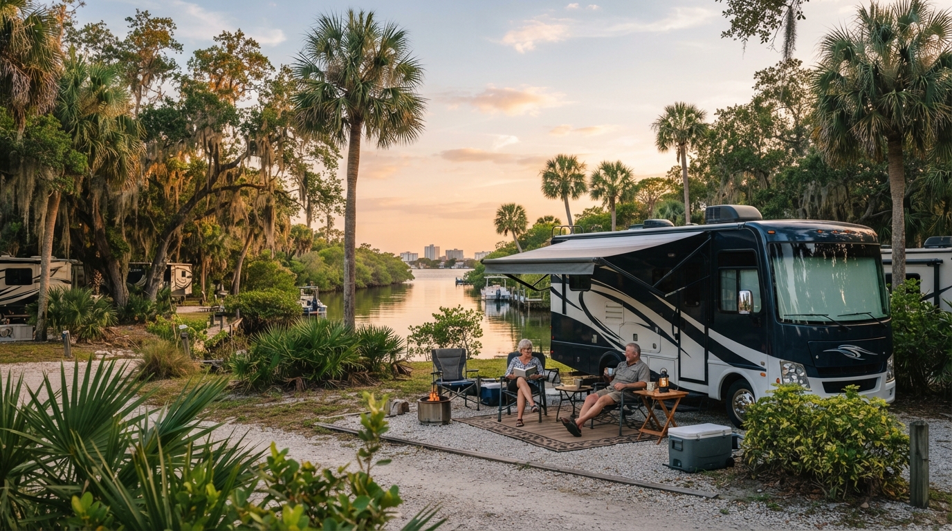 Tampa to Chicago — campground with a motorhome