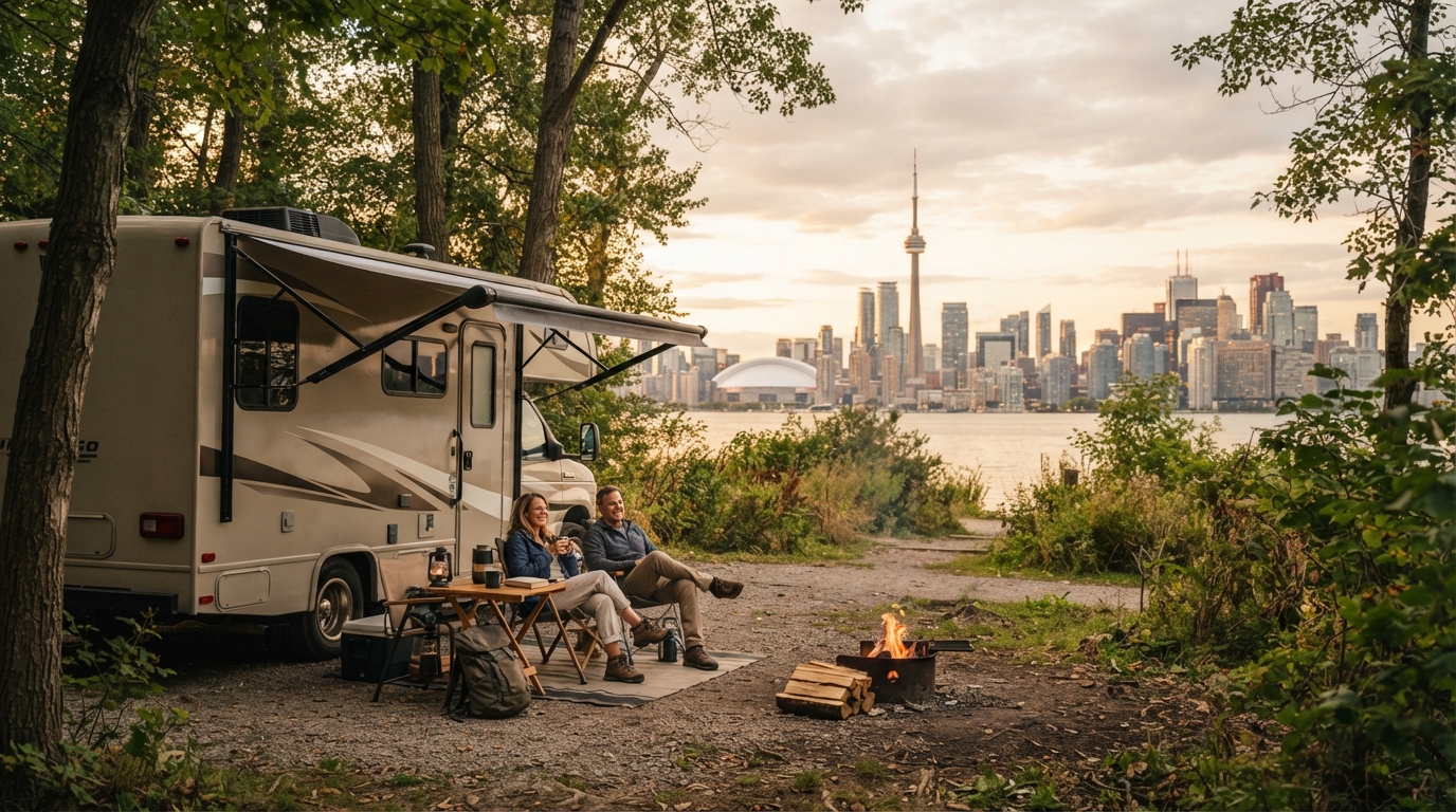 Toronto to Vancouver - Trans Canada  East to West — campground with a motorhome