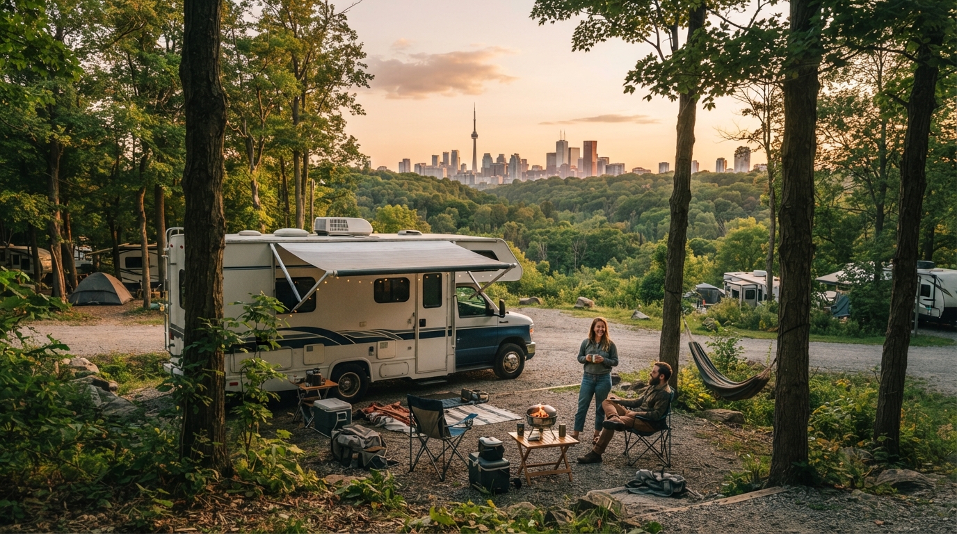 Toronto to Halifax - Through the USA — campground with a motorhome