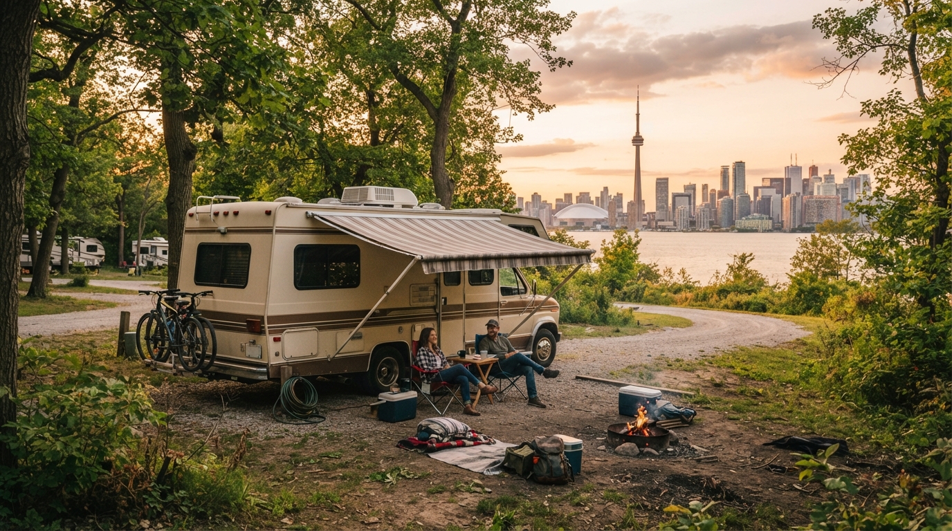 Toronto  Roundtrip - Lakeside Odyssey Around Lake Huron — campground with a motorhome