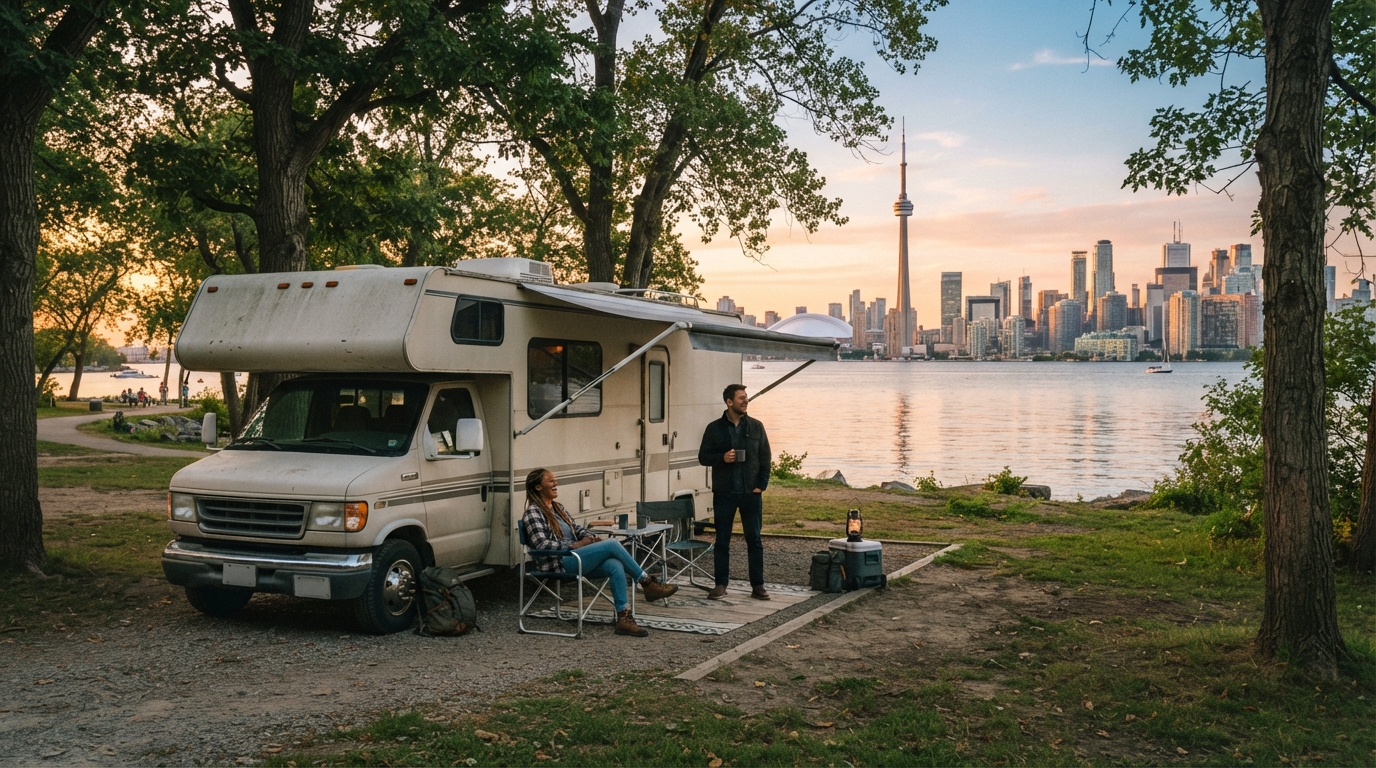 Toronto Roundtrip - Incl. Niagara falls and Thousand islands — campground with a motorhome