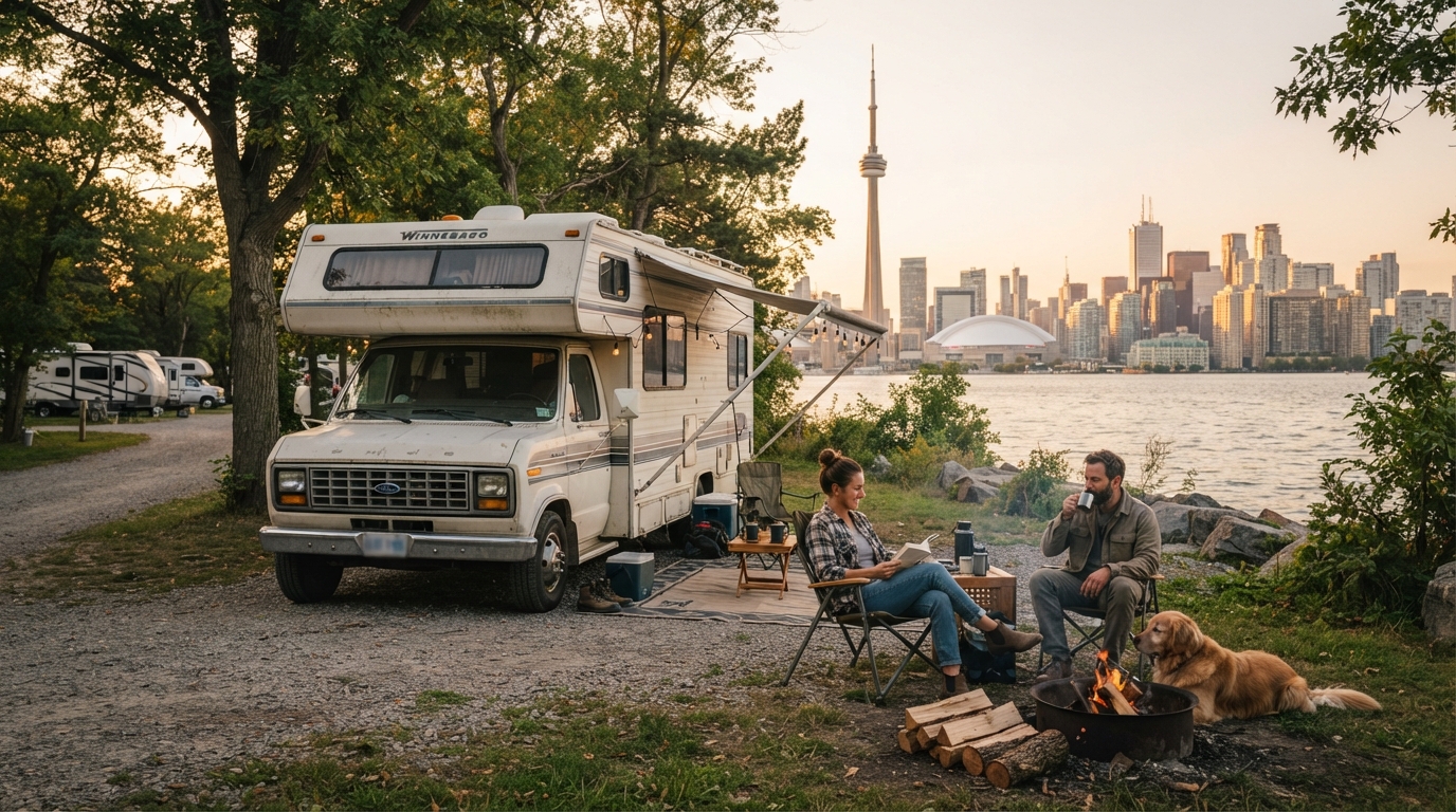 Toronto to Halifax - Through Quebec (Without USA) — campground with a motorhome