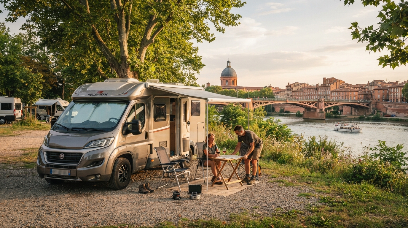 Toulouse Round trip - The Ultimate Southwestern France Journey — campground with a motorhome