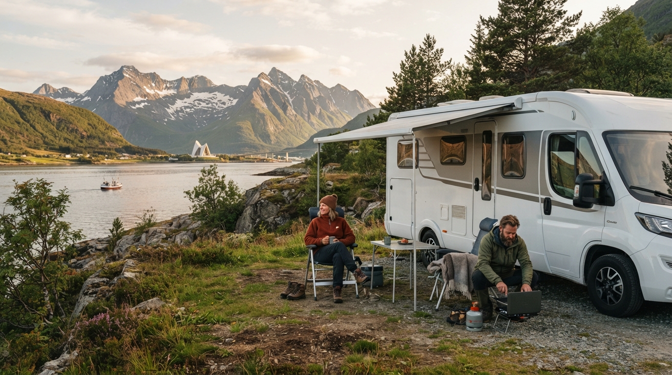 Tromso to Stavanger - Arctic Escapades & Coastal Fjords Charms — campground with a motorhome