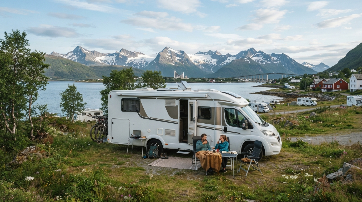 Tromsø to Bergen - Norwegian Coastal Expedition — campground with a motorhome