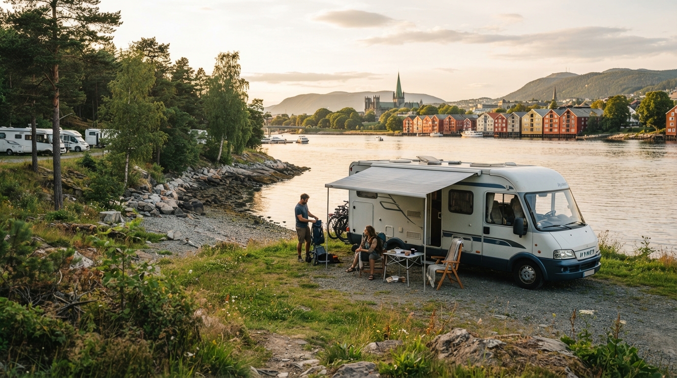 Trondheim to Tromsø - Norwegian Heritage and Adventure — campground with a motorhome