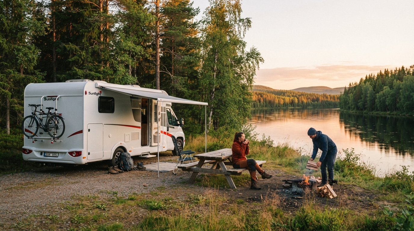 Umea Round trip - Heartland Horizons: A Swedish Adventure — campground with a motorhome