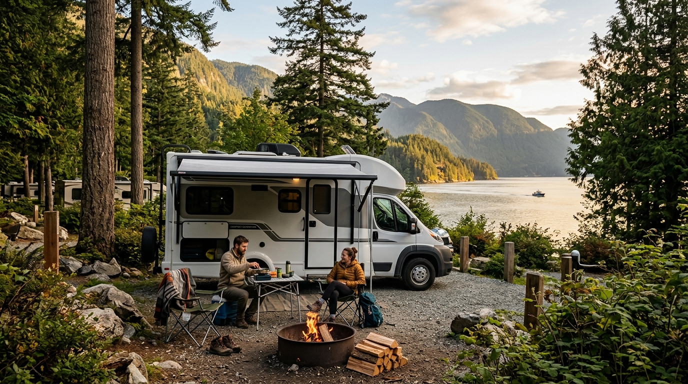 Vancouver to Halifax - Canada coast to coast West to East — campground with a motorhome