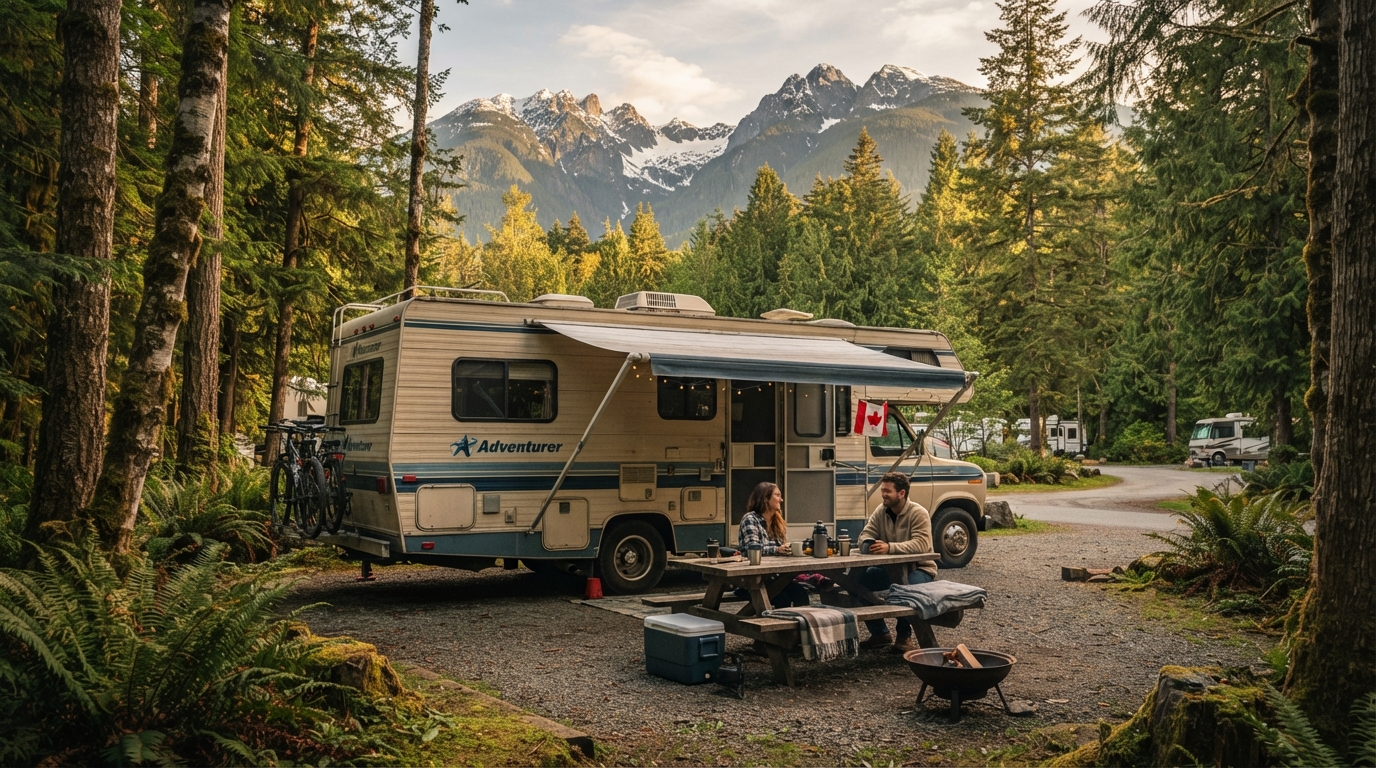 Vancouver round trip  - Manning park and  the Okanagan Valley — campground with a motorhome