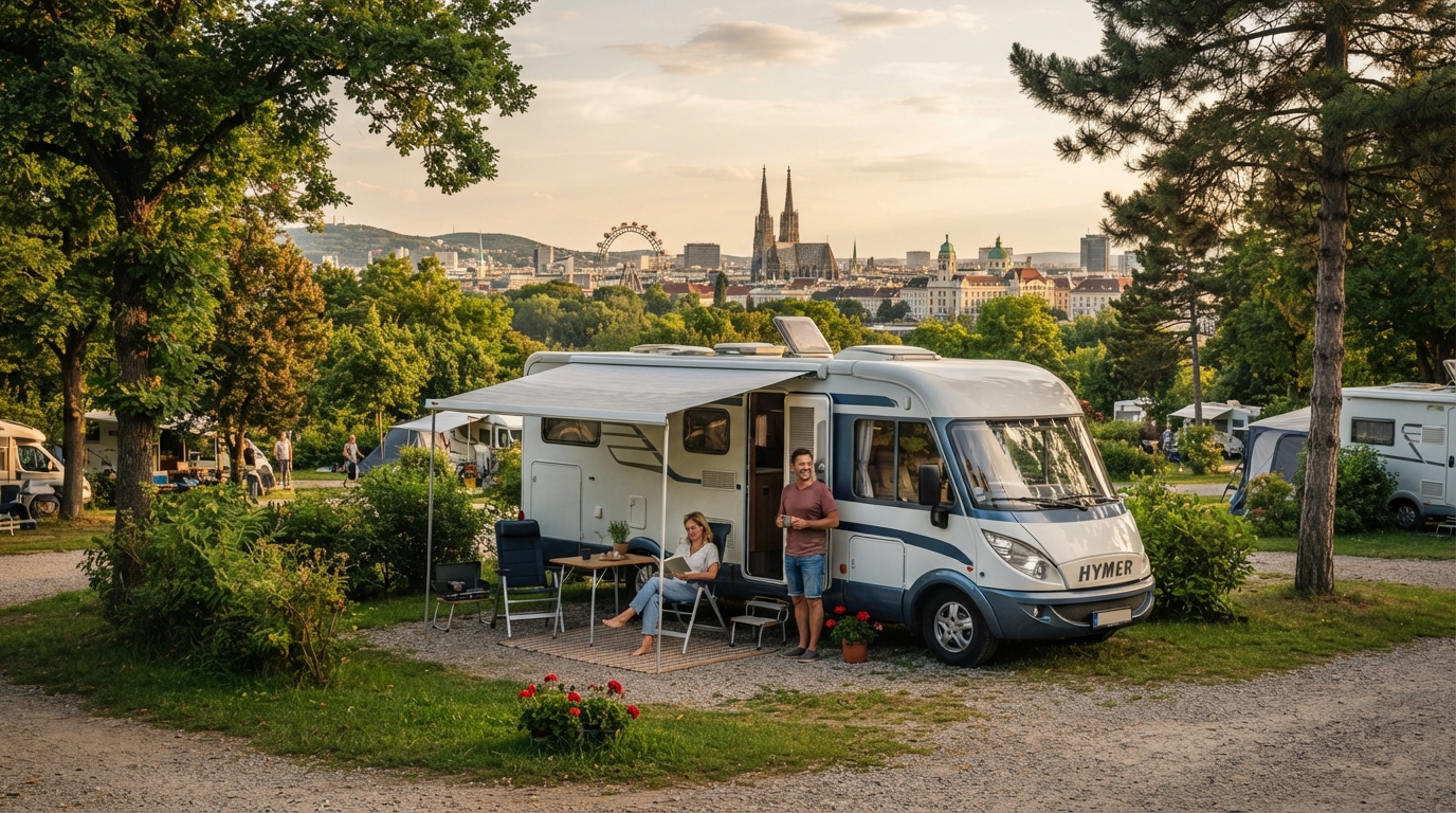 Vienna Roundtrip - Imperial Palaces and Giant Ice Caves — campground with a motorhome