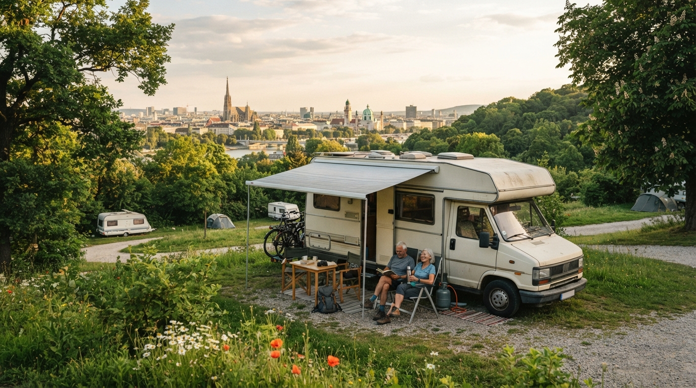 Vienna Round-trip - The Adriatic Alpine Loop — campground with a motorhome