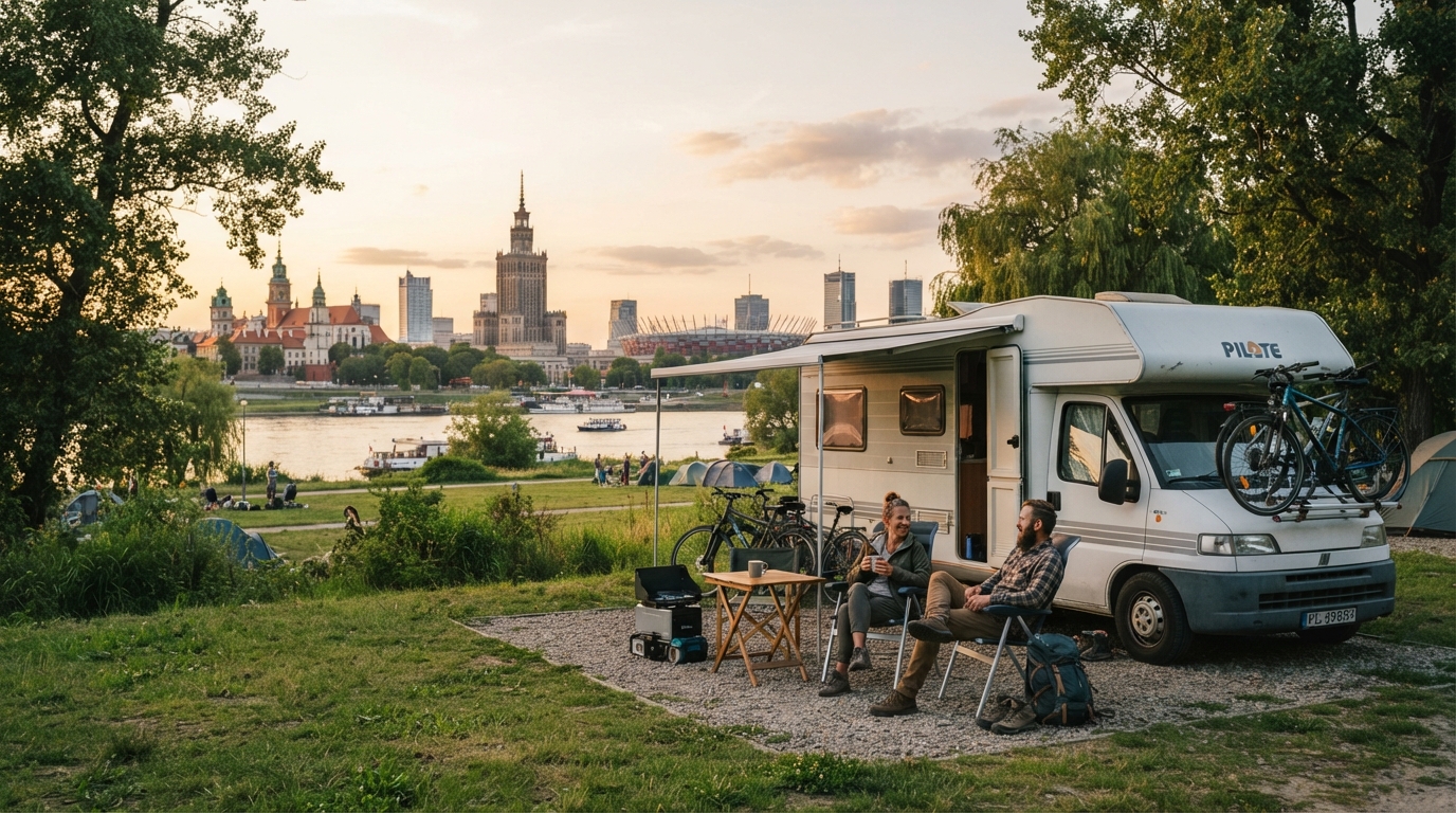 Warsaw round trip - the Polish and Baltic Trail — campground with a motorhome