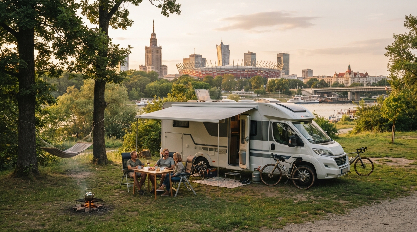 Warsaw Roundtrip - Poland north Short — campground with a motorhome