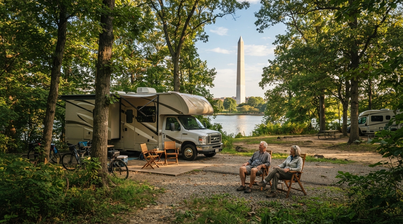 Washington DC to Atlanta — campground with a motorhome
