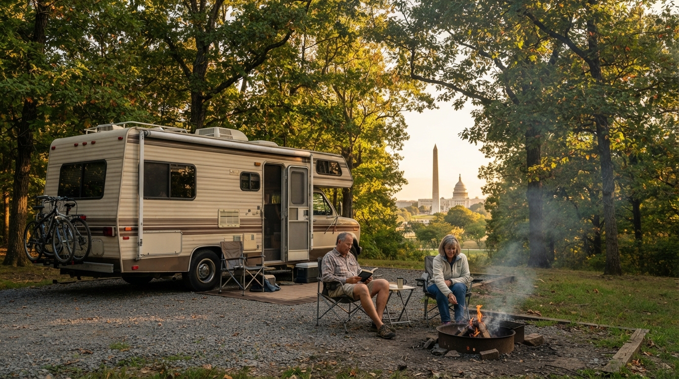 Washington DC to Phoenix — campground with a motorhome