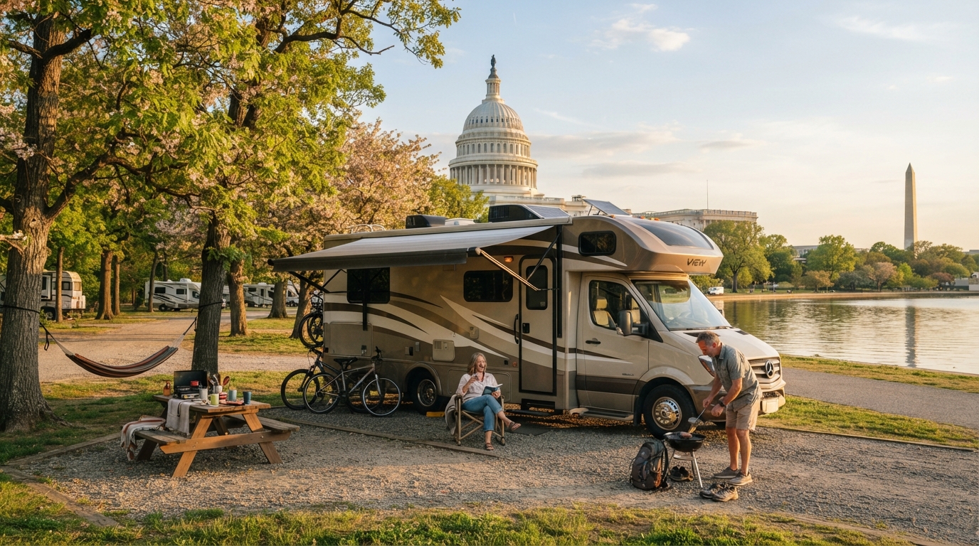 Washington DC to Albuquerque — campground with a motorhome