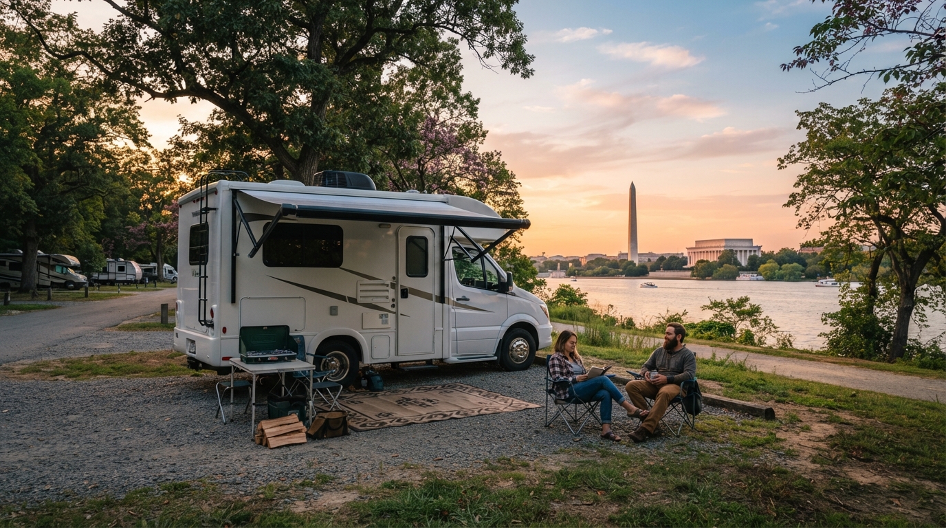 Washington DC to Tampa — campground with a motorhome
