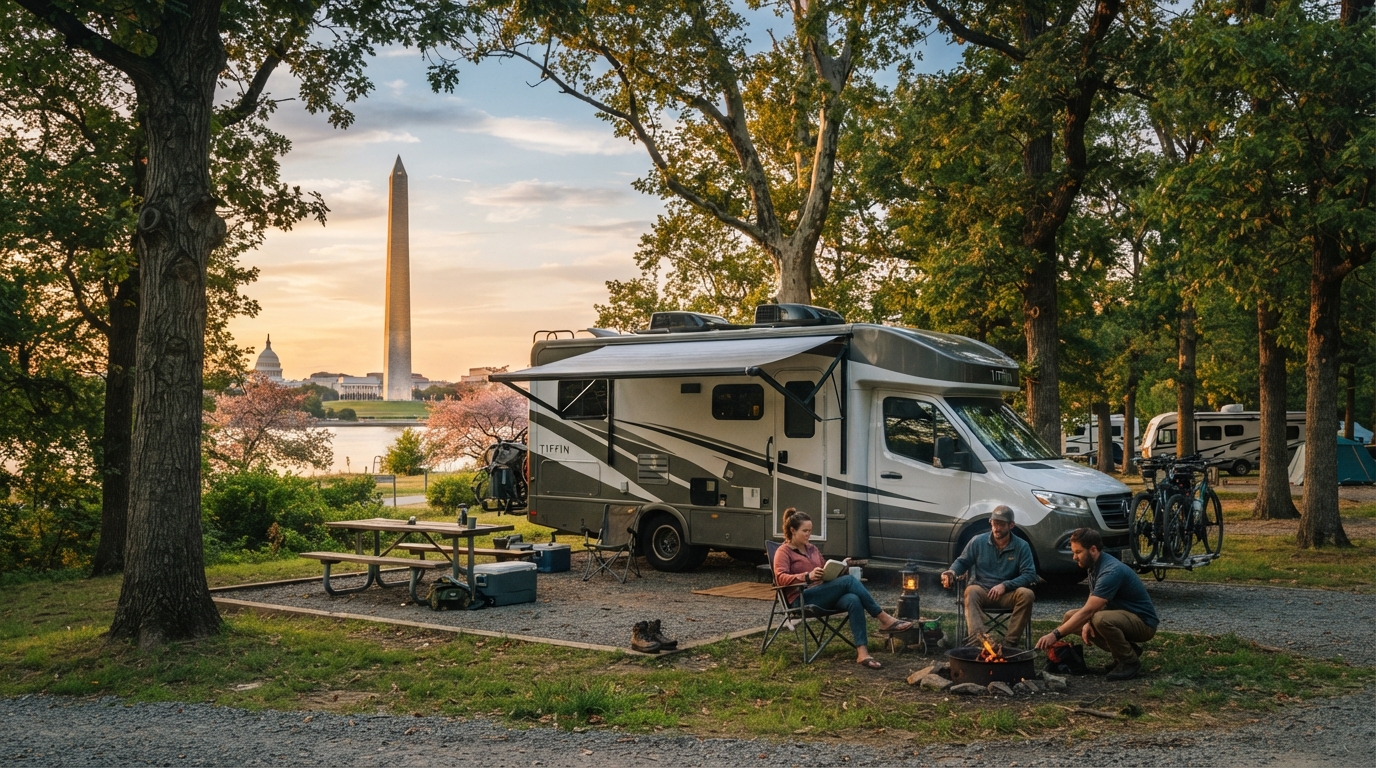 Washington DC to Minneapolis - The most beautiful of the Great Lakes — campground with a motorhome
