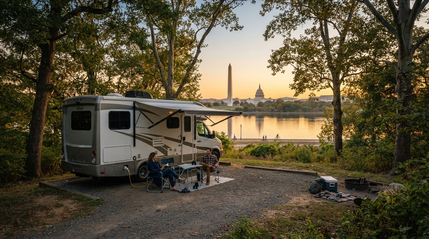 Washington DC to Denver — campground with a motorhome