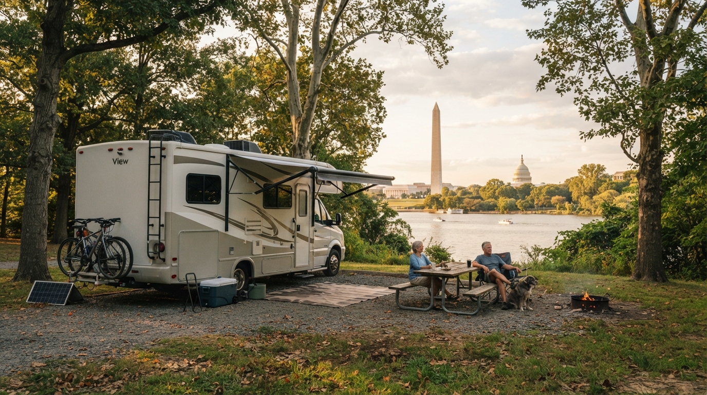 Washington DC to Minneapolis - The most beautiful of the Great Lakes — campground with a motorhome