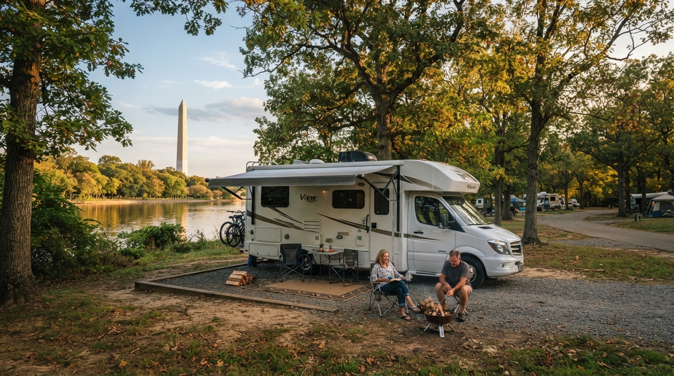 Washington DC to Denver — campground with a motorhome
