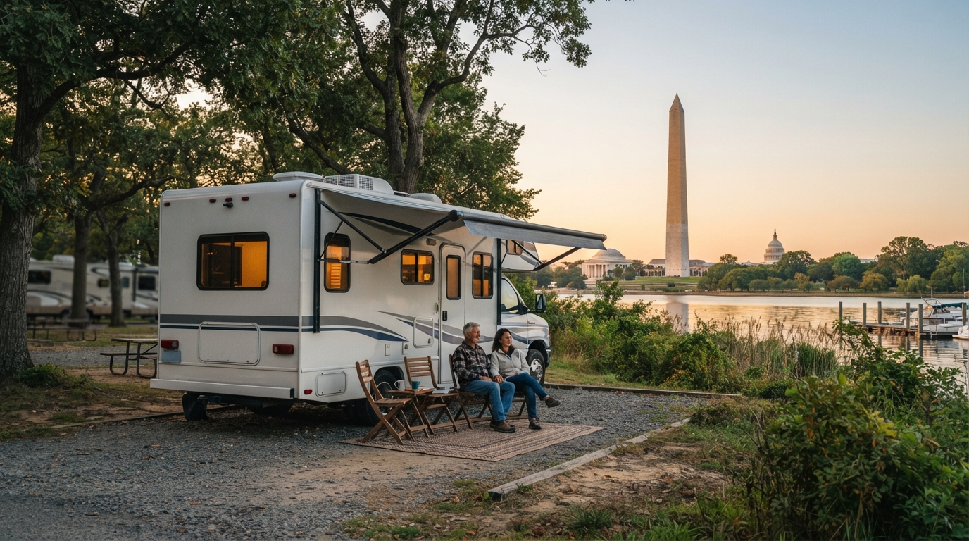 Washington DC to Tampa — campground with a motorhome
