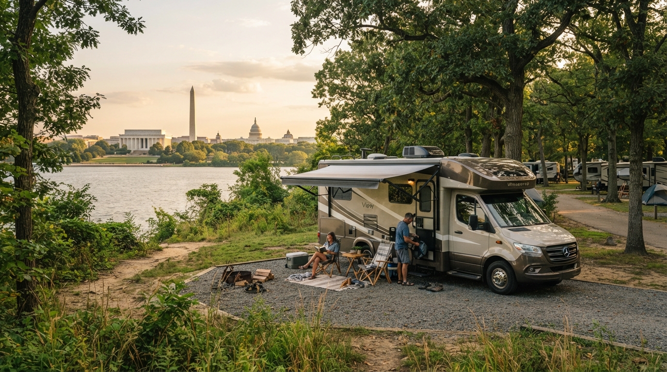 Washington DC to San Fran. - Trans America the Iconic legends — campground with a motorhome
