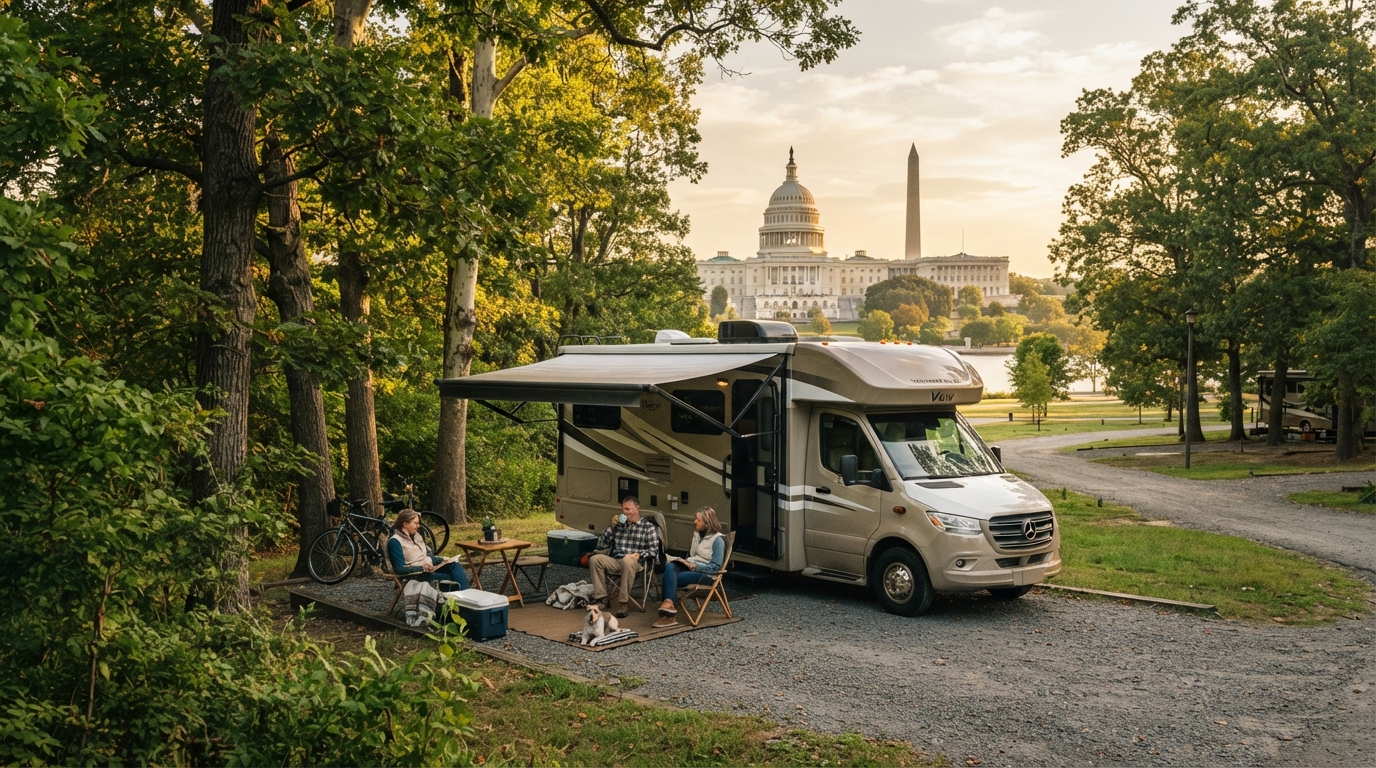 Washington DC to Los Angeles - coast to coast — campground with a motorhome