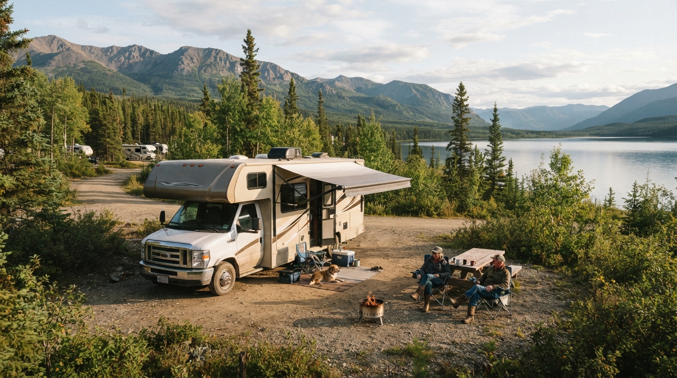 Whitehorse to Toronto - The Great Canadian RV Adventure — campground with a motorhome
